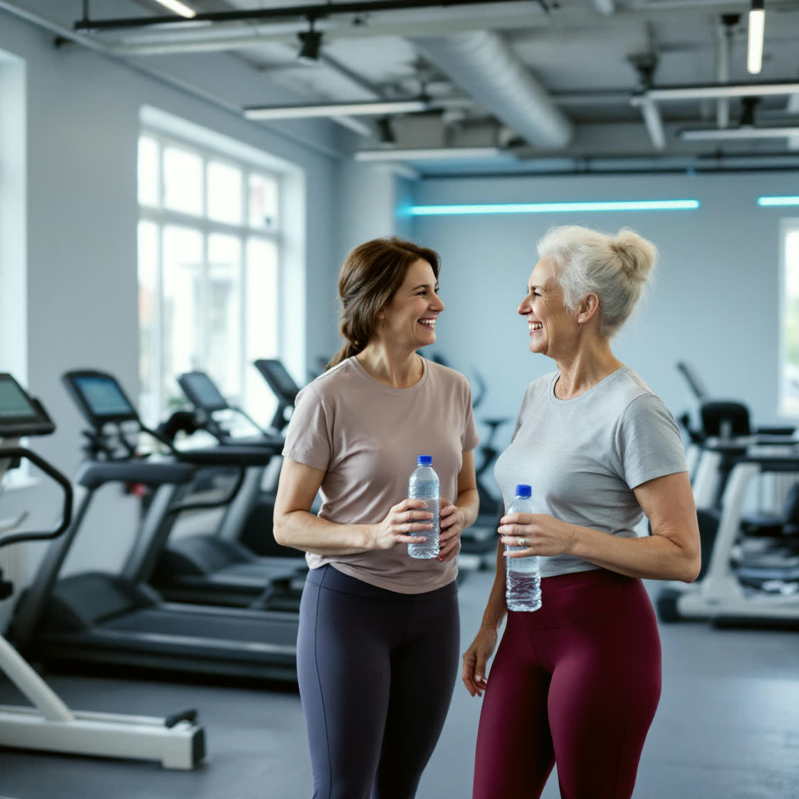 Two people talking after a session